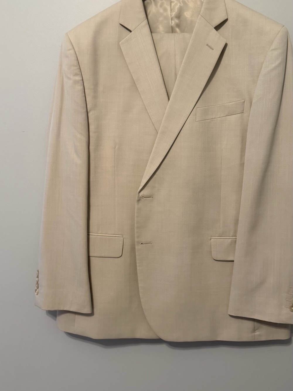 Stafford Travel Suit Separates Tan Wool Blend Suit 48R 40x32 Classic Fit